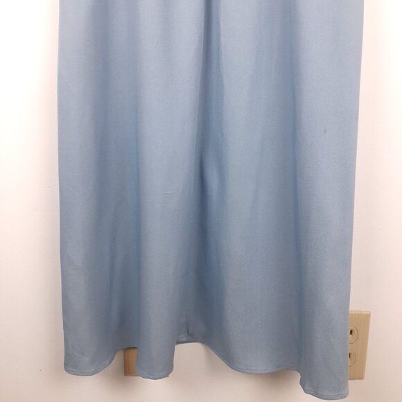 Ruffle Front Chambray Dress Size 10. Blue Midi Frilly Feminine Sun London Times - Picture 12 of 16